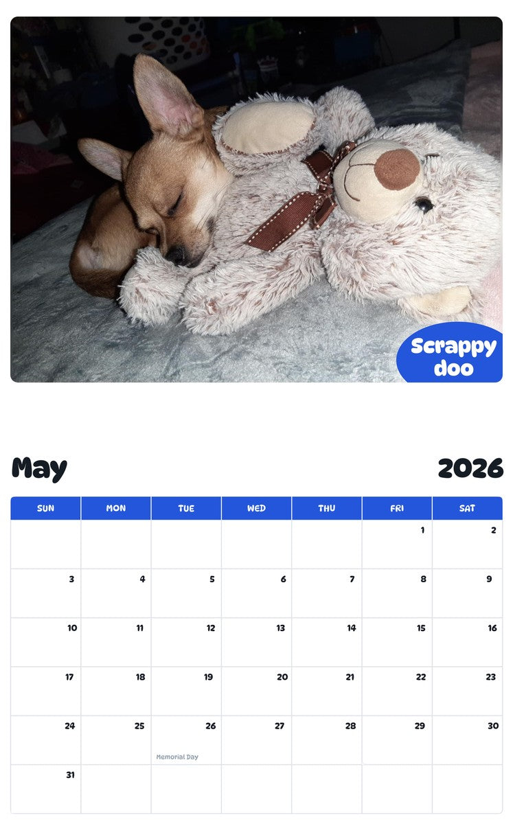 2026 - 2027 Scrappy doo - Pawidols Pet Calendar