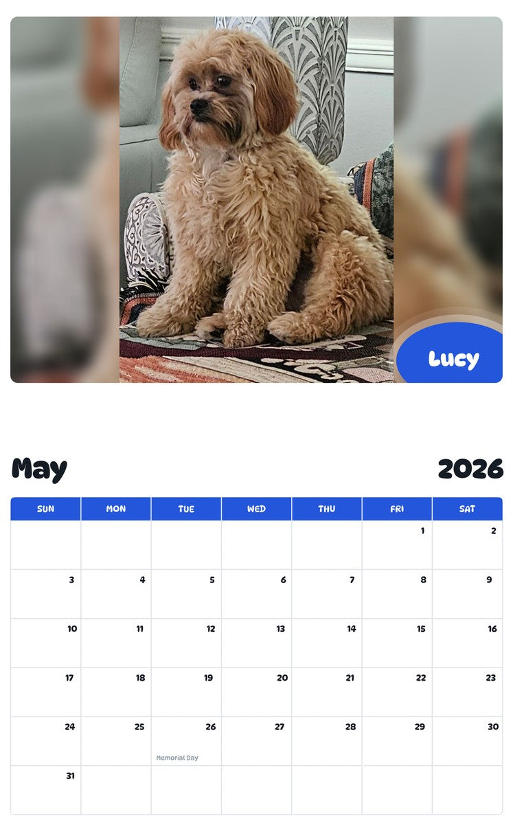 2026 - 2027 Lucy - Pawidols Pet Calendar