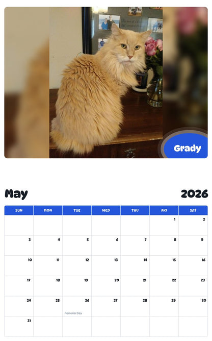2026 - 2027 Grady - Pawidols Pet Calendar