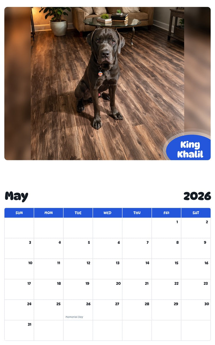 2026 - 2027 King Khalil - Pawidols Pet Calendar