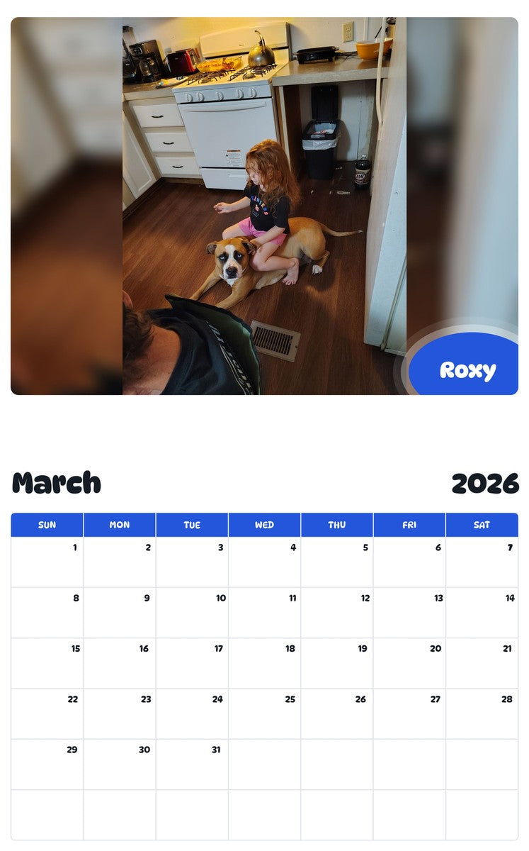 November 2025 - October 2026 Roxy - Pawidols Pet Calendar