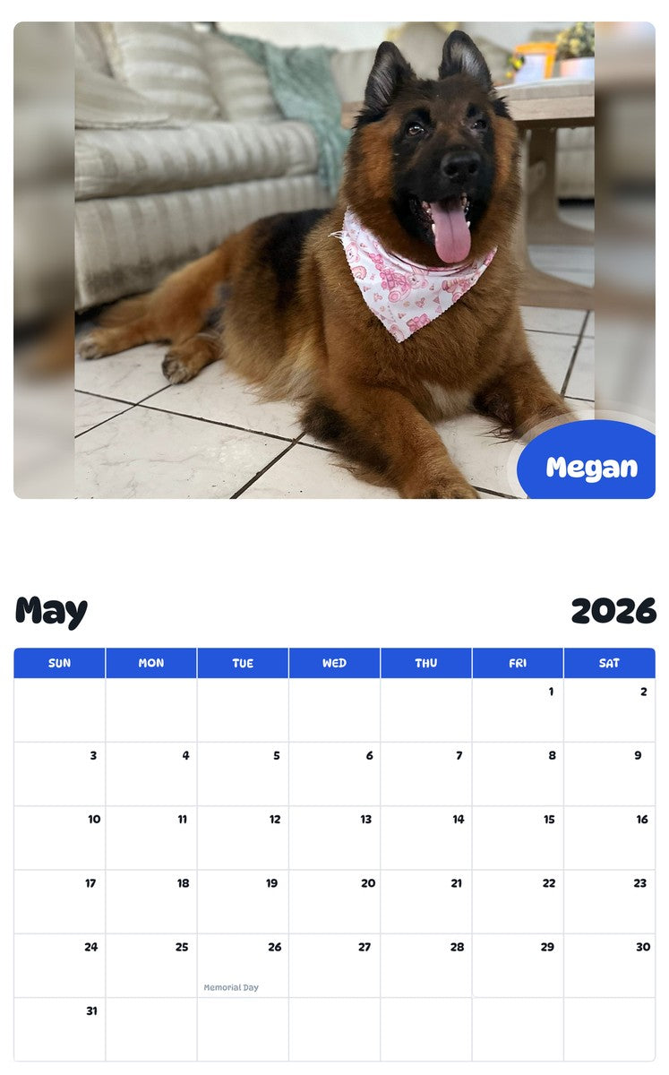 2026 - 2027 Megan - Pawidols Pet Calendar