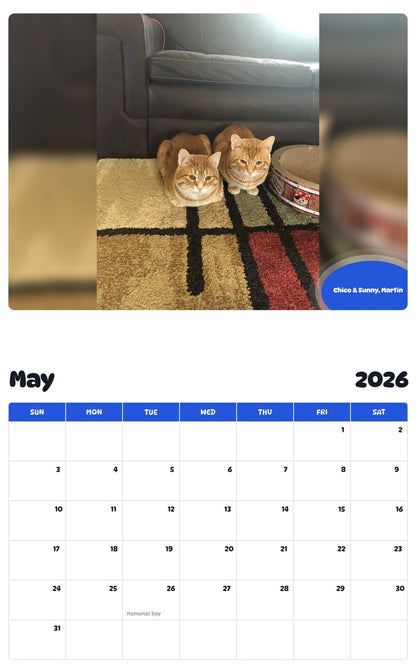 2026 - 2027 Chico & Sunny, Martin - Pawidols Pet Calendar