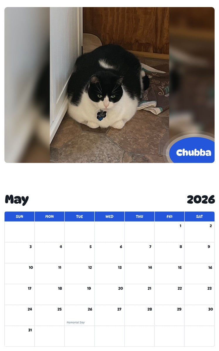 2026 - 2027 Chubba - Pawidols Pet Calendar