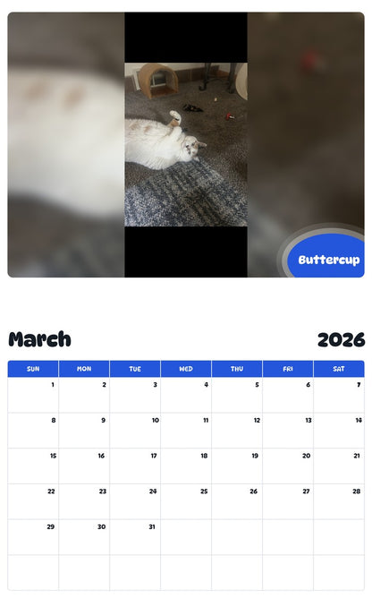 November 2025 - October 2026 Buttercup - Pawidols Pet Calendar