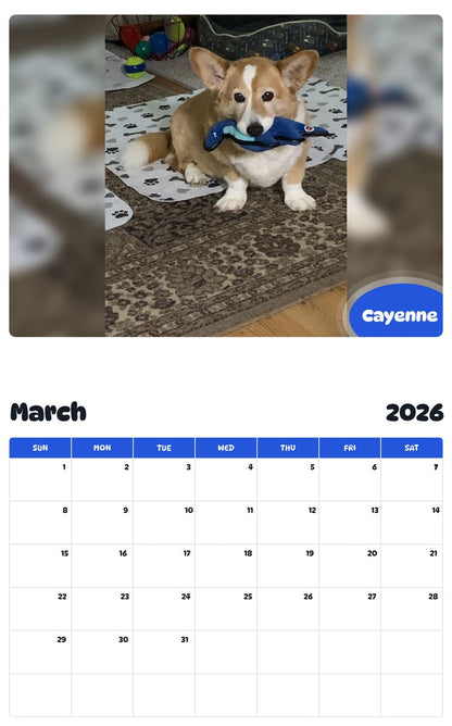 November 2025 - October 2026 Cayenne - Pawidols Pet Calendar