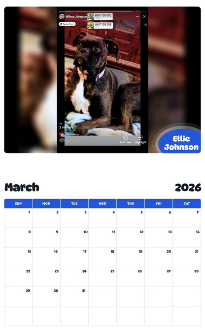 November 2025 - October 2026 Ellie Johnson - Pawidols Pet Calendar