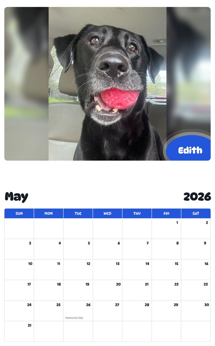 2026 - 2027 Edith - Pawidols Pet Calendar