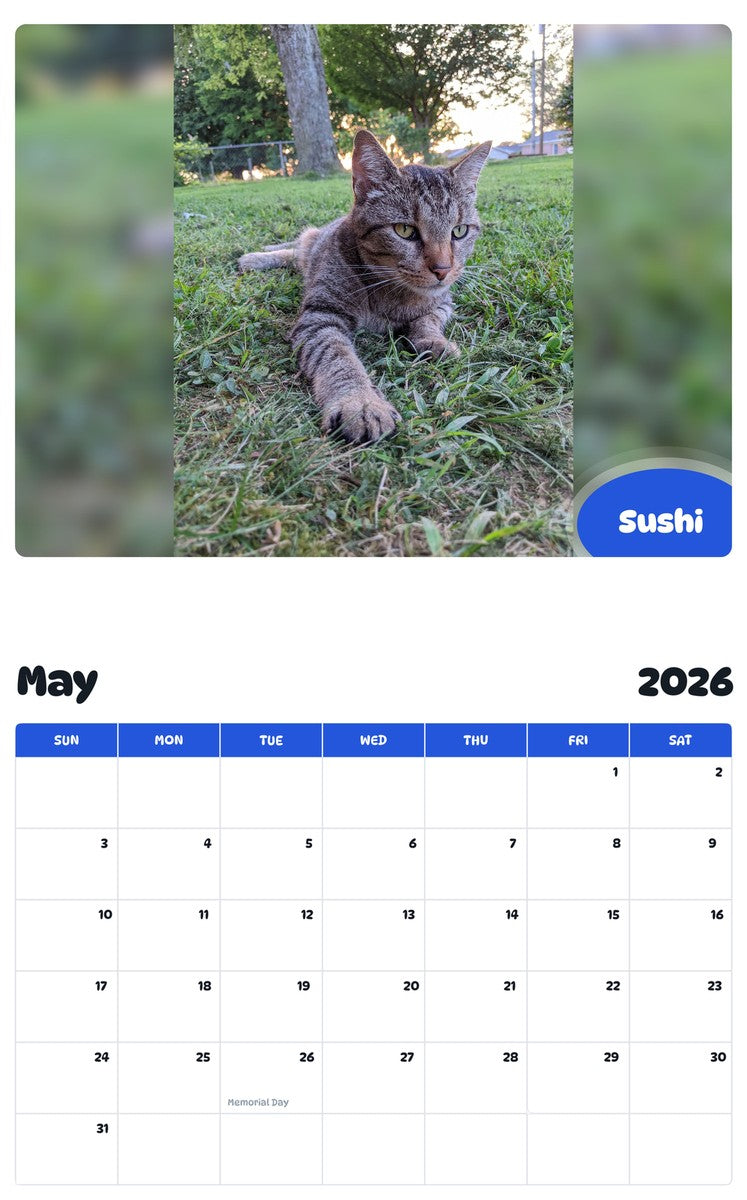 2026 - 2027 Sushi - Pawidols Pet Calendar