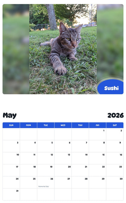 2026 - 2027 Sushi - Pawidols Pet Calendar