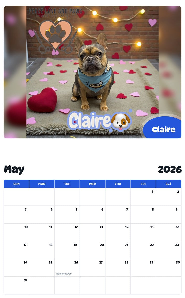 2026 - 2027 Claire - Pawidols Pet Calendar