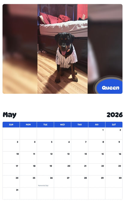 2026 - 2027 Queen - Pawidols Pet Calendar