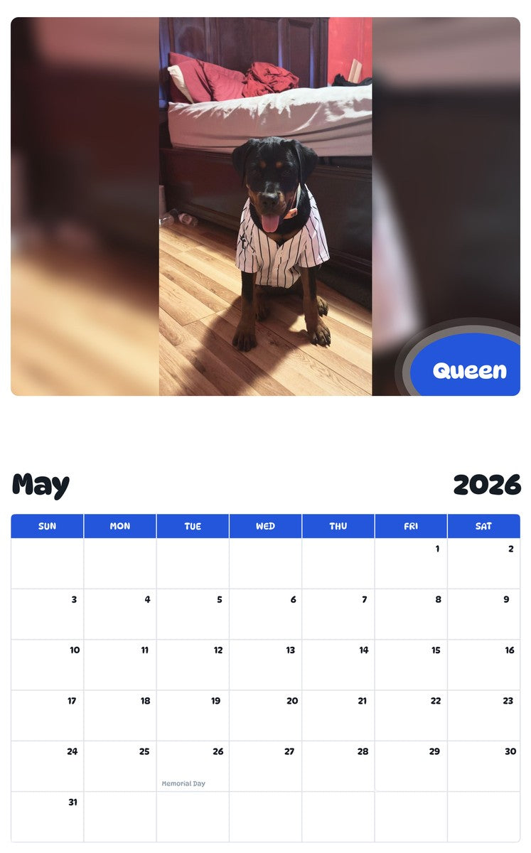 2026 - 2027 Queen - Pawidols Pet Calendar