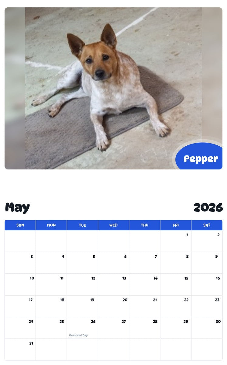 2026 - 2027 Pepper - Pawidols Pet Calendar
