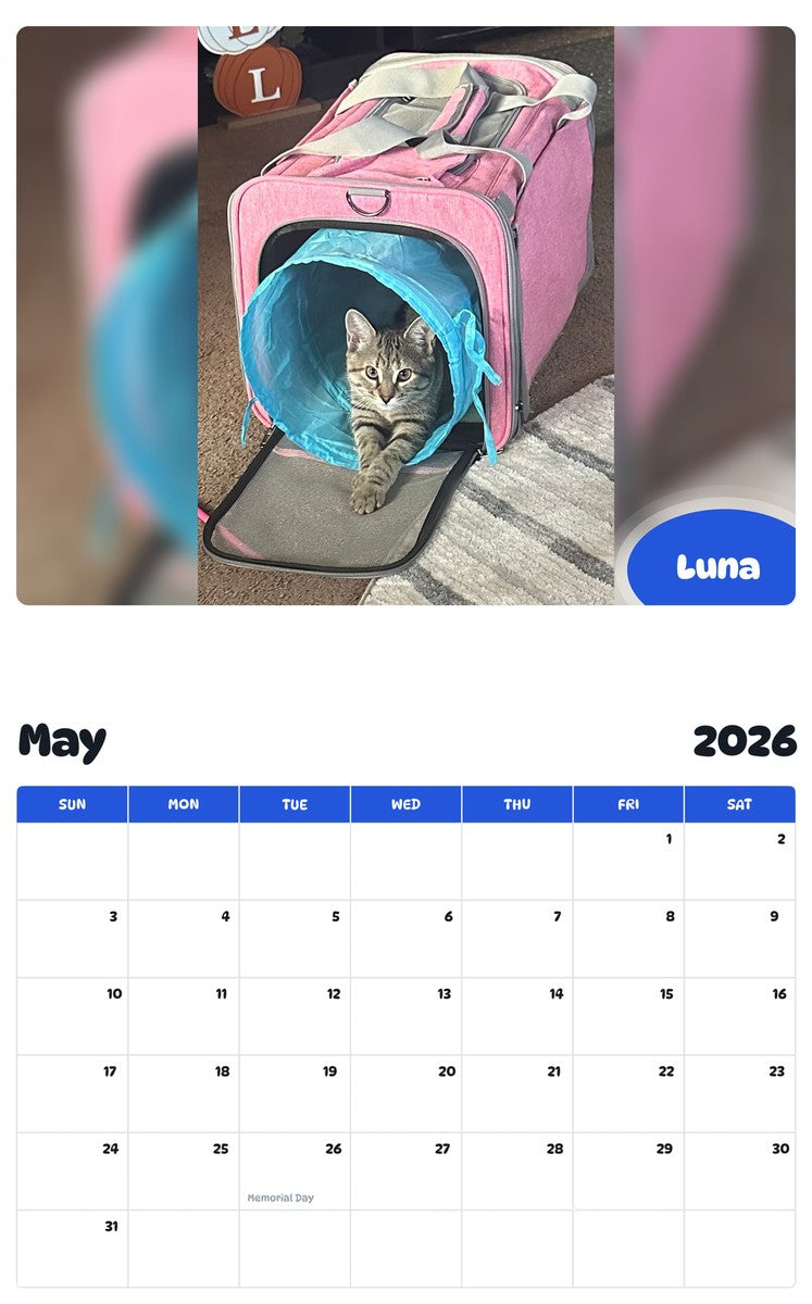 2026 - 2027 Luna - Pawidols Pet Calendar