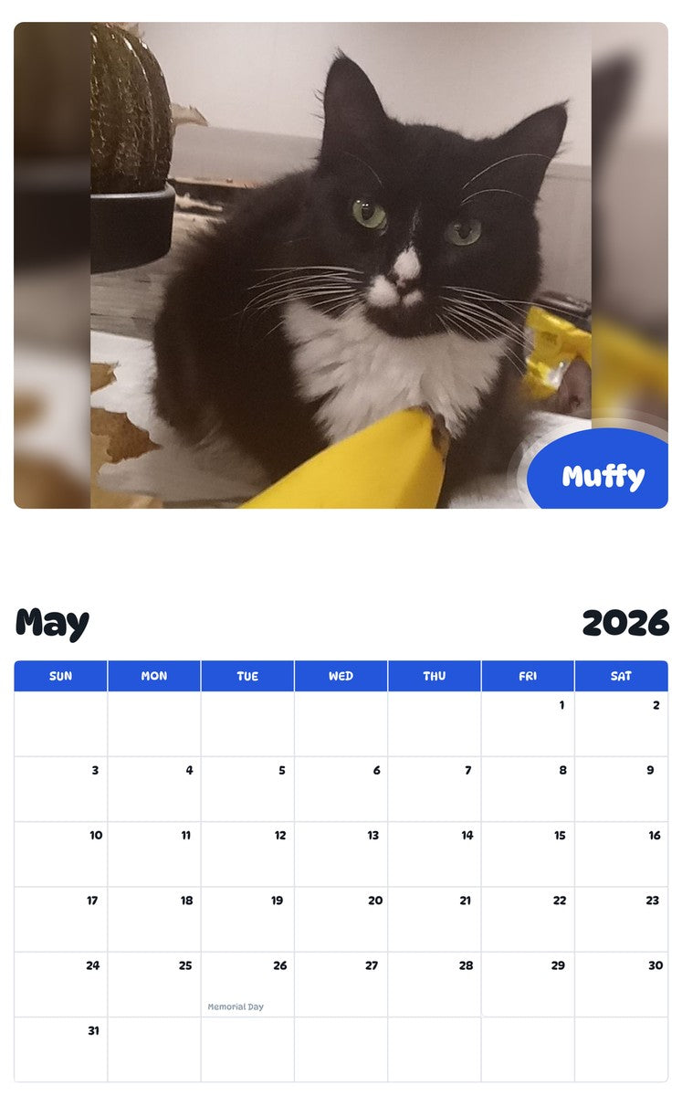 2026 - 2027 Muffy - Pawidols Pet Calendar
