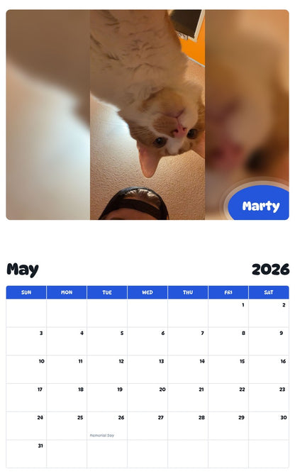 2026 - 2027 Marty - Pawidols Pet Calendar