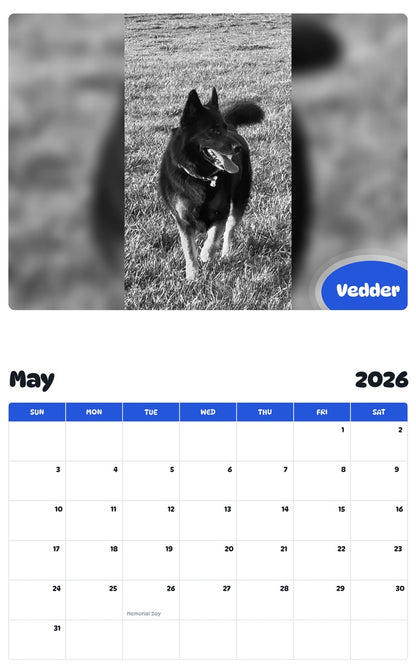 2026 - 2027 Vedder - Pawidols Pet Calendar