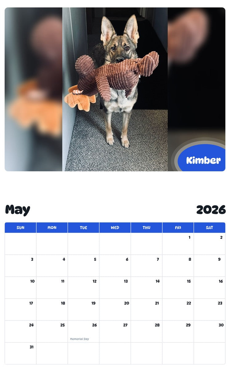 2026 - 2027 Kimber - Pawidols Pet Calendar