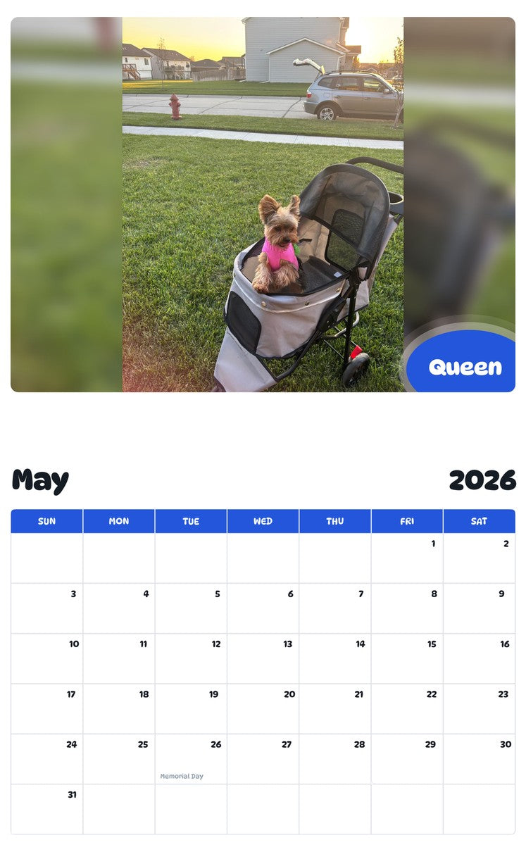 2026 - 2027 Queen - Pawidols Pet Calendar