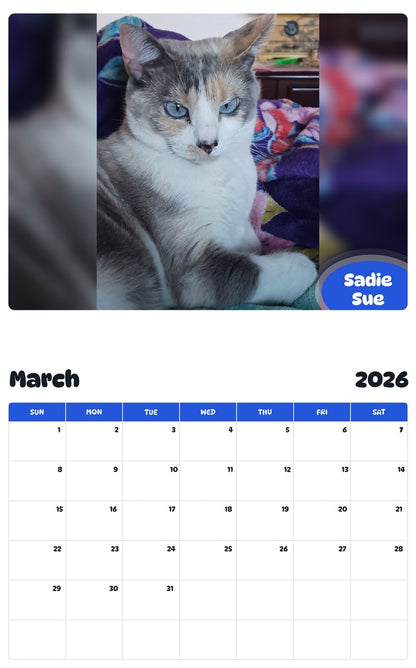 November 2025 - October 2026 Sadie Sue - Pawidols Pet Calendar