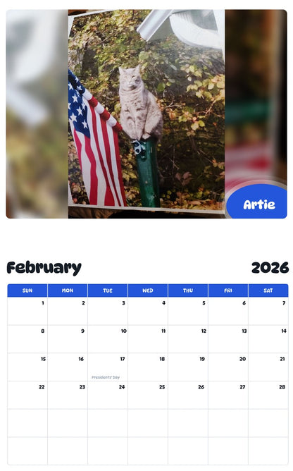 October 2025 - September 2026 Artie - Pawidols Pet Calendar
