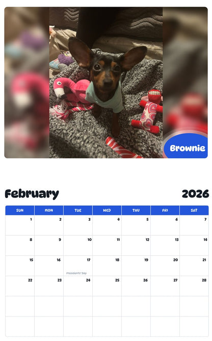 October 2025 - September 2026 Brownie - Pawidols Pet Calendar
