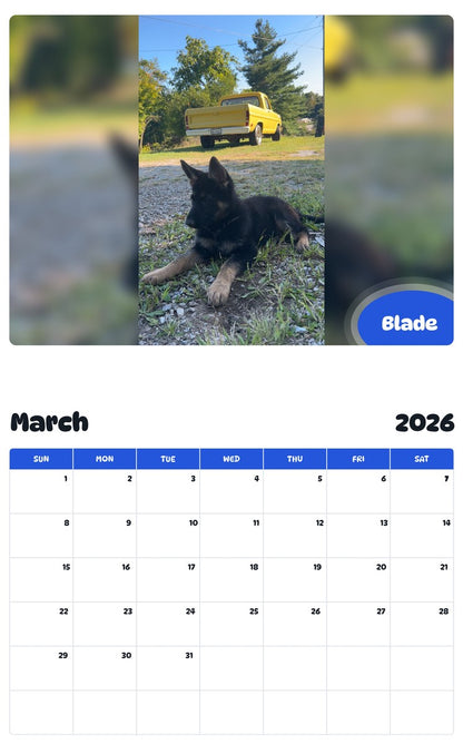 November 2025 - October 2026 Blade - Pawidols Pet Calendar