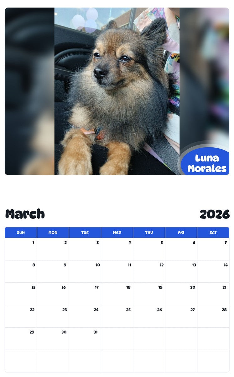 November 2025 - October 2026 Luna Morales - Pawidols Pet Calendar