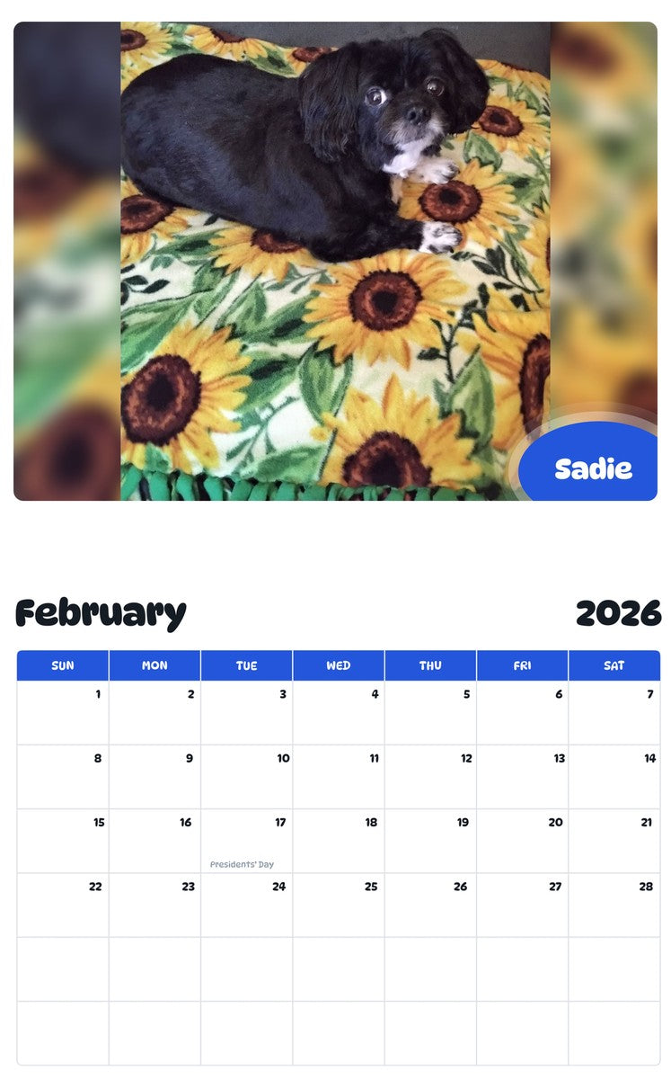 October 2025 - September 2026 Sadie - Pawidols Pet Calendar