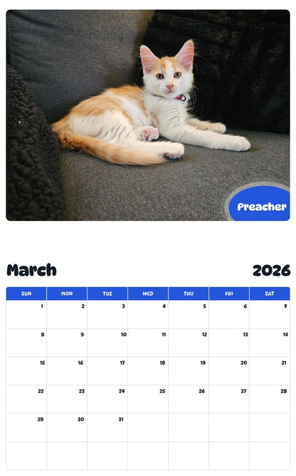 November 2025 - October 2026 Preacher - Pawidols Pet Calendar