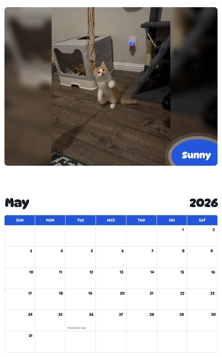 2026 - 2027 Sunny - Pawidols Pet Calendar