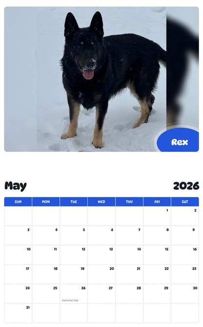 2026 - 2027 Rex - Pawidols Pet Calendar