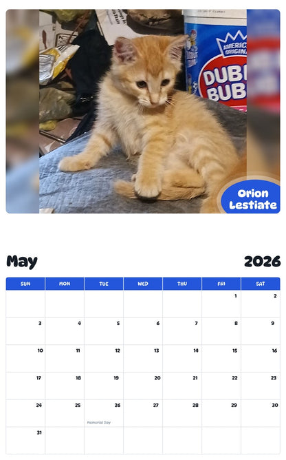 2026 - 2027 Orion Lestiate - Pawidols Pet Calendar