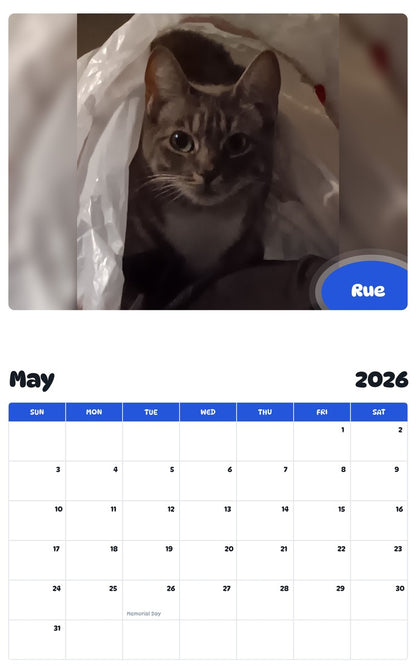 2026 - 2027 Rue - Pawidols Pet Calendar