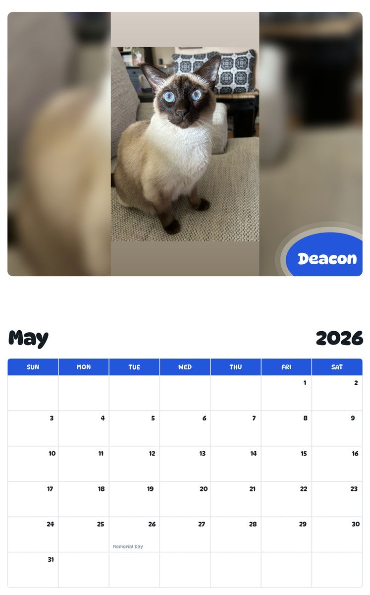 2026 - 2027 Deacon - Pawidols Pet Calendar