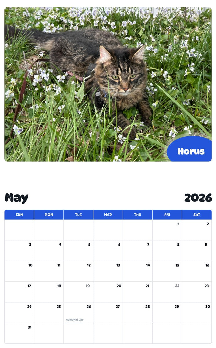 2026 - 2027 Horus - Pawidols Pet Calendar