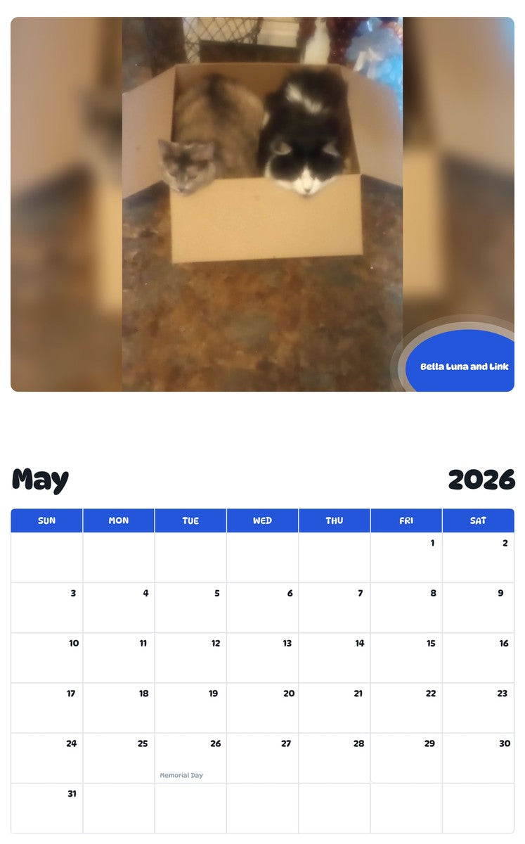 2026 - 2027 Bella Luna and Link - Pawidols Pet Calendar
