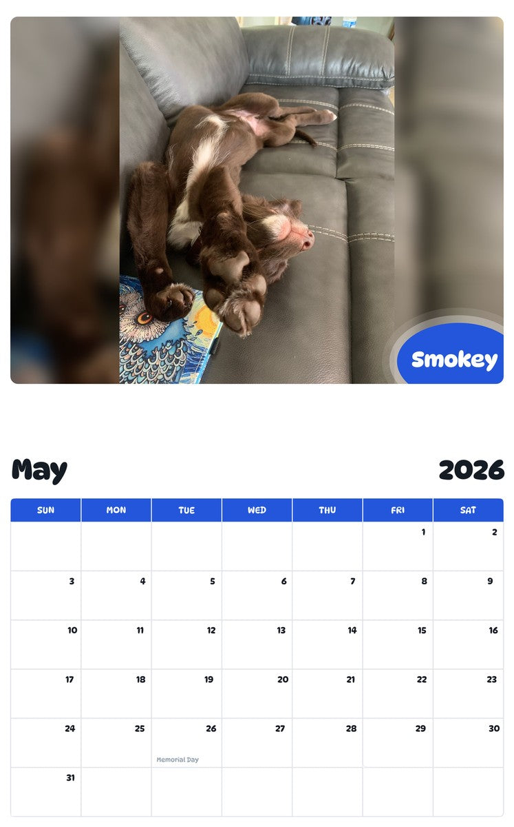 2026 - 2027 Smokey - Pawidols Pet Calendar