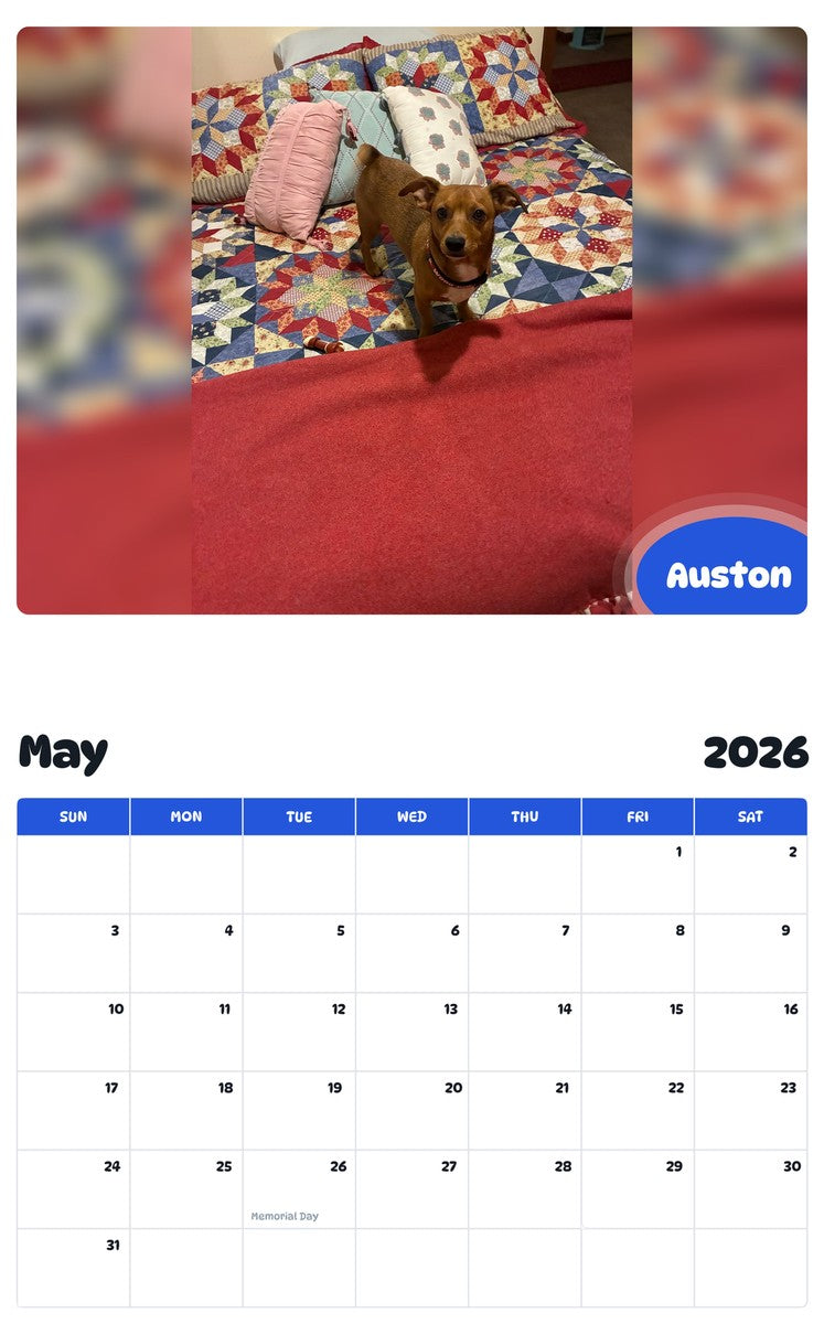 2026 - 2027 Auston - Pawidols Pet Calendar