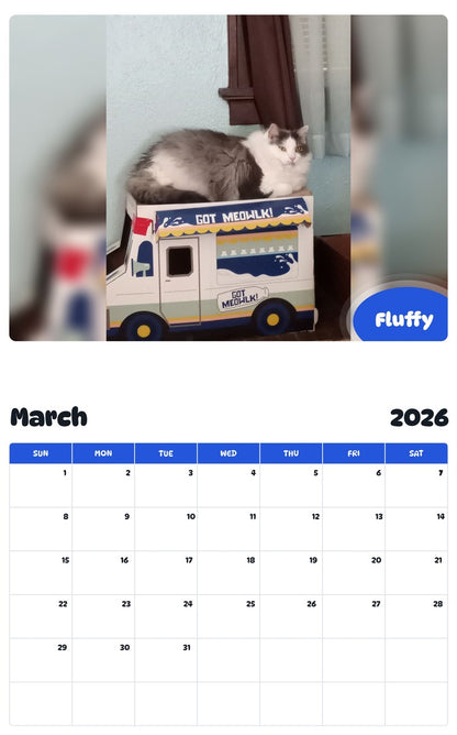 November 2025 - October 2026 Fluffy - Pawidols Pet Calendar