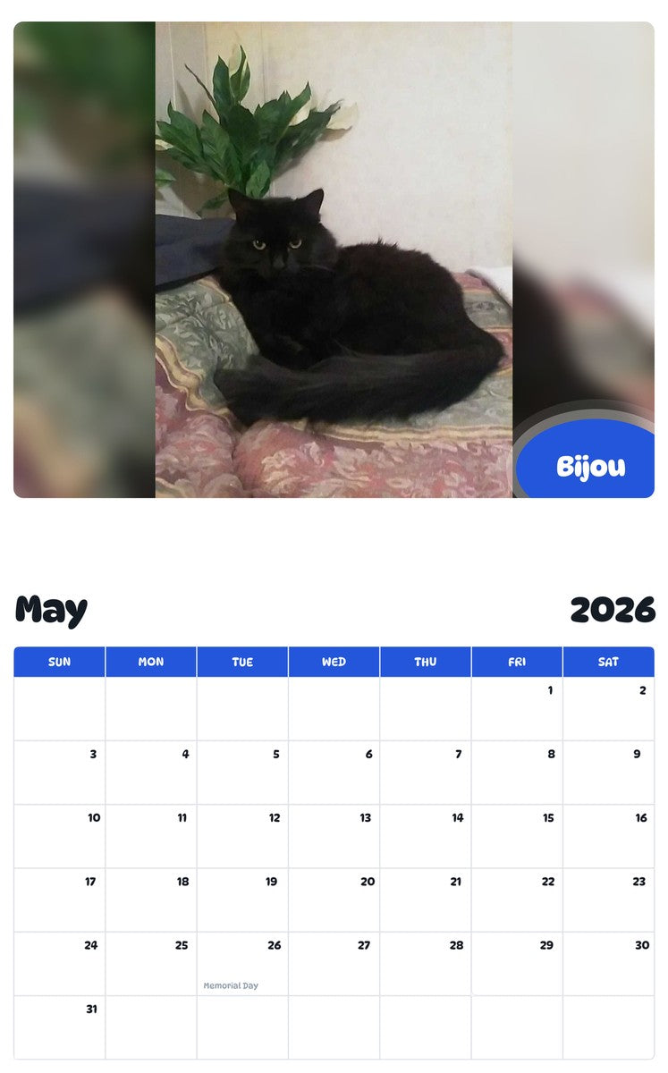 2026 - 2027 Bijou - Pawidols Pet Calendar
