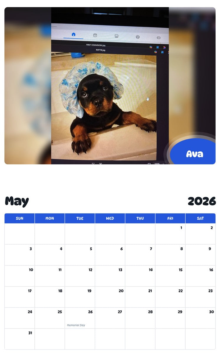 2026 - 2027 Ava - Pawidols Pet Calendar