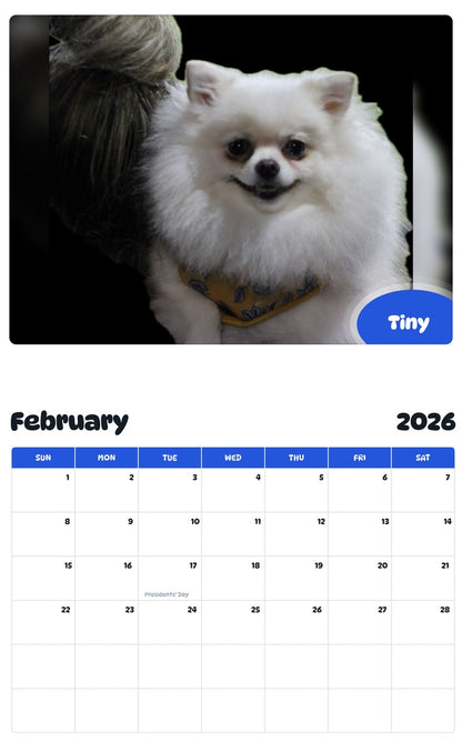 October 2025 - September 2026 Tiny - Pawidols Pet Calendar
