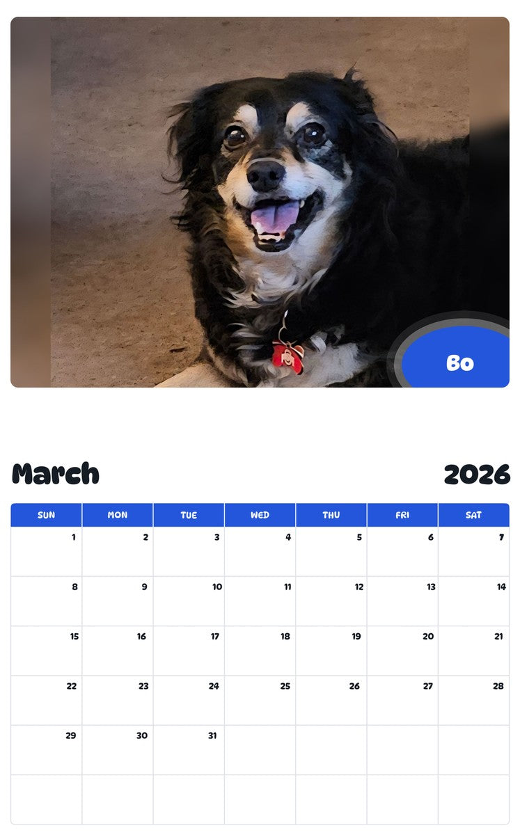November 2025 - October 2026 Bo - Pawidols Pet Calendar