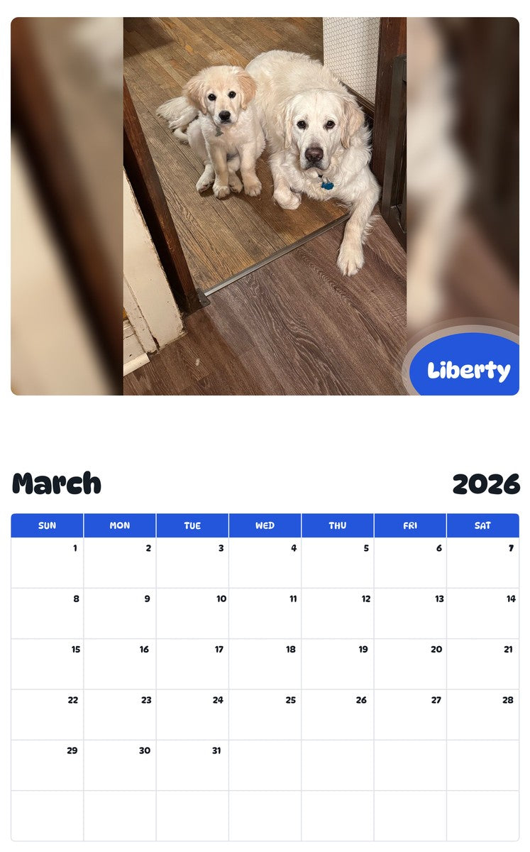 November 2025 - October 2026 Liberty - Pawidols Pet Calendar