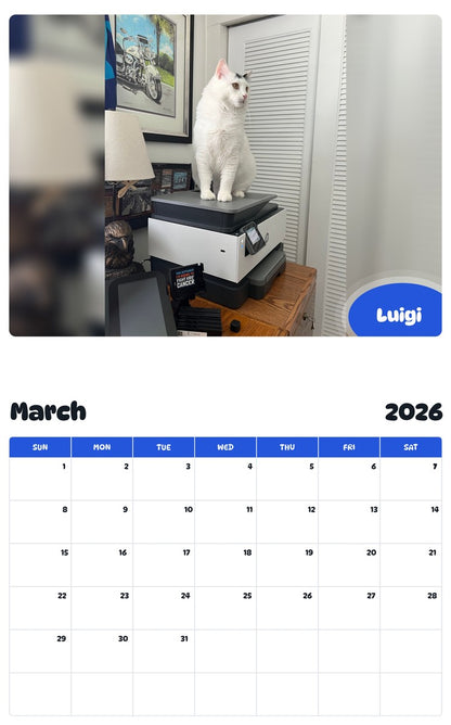 November 2025 - October 2026 Luigi - Pawidols Pet Calendar
