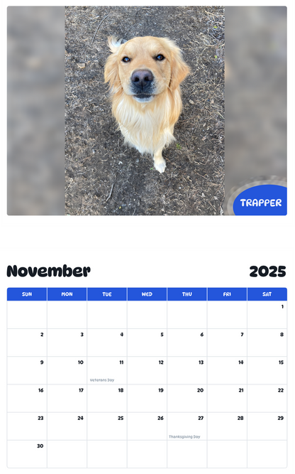 July 2025 - June 2026 Trapper - Pawidols Pet Calendar