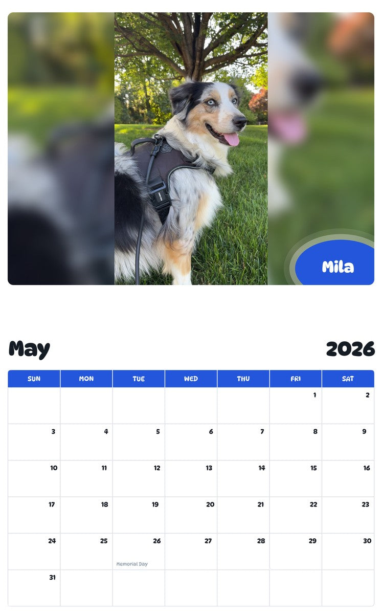 2026 - 2027 Mila - Pawidols Pet Calendar