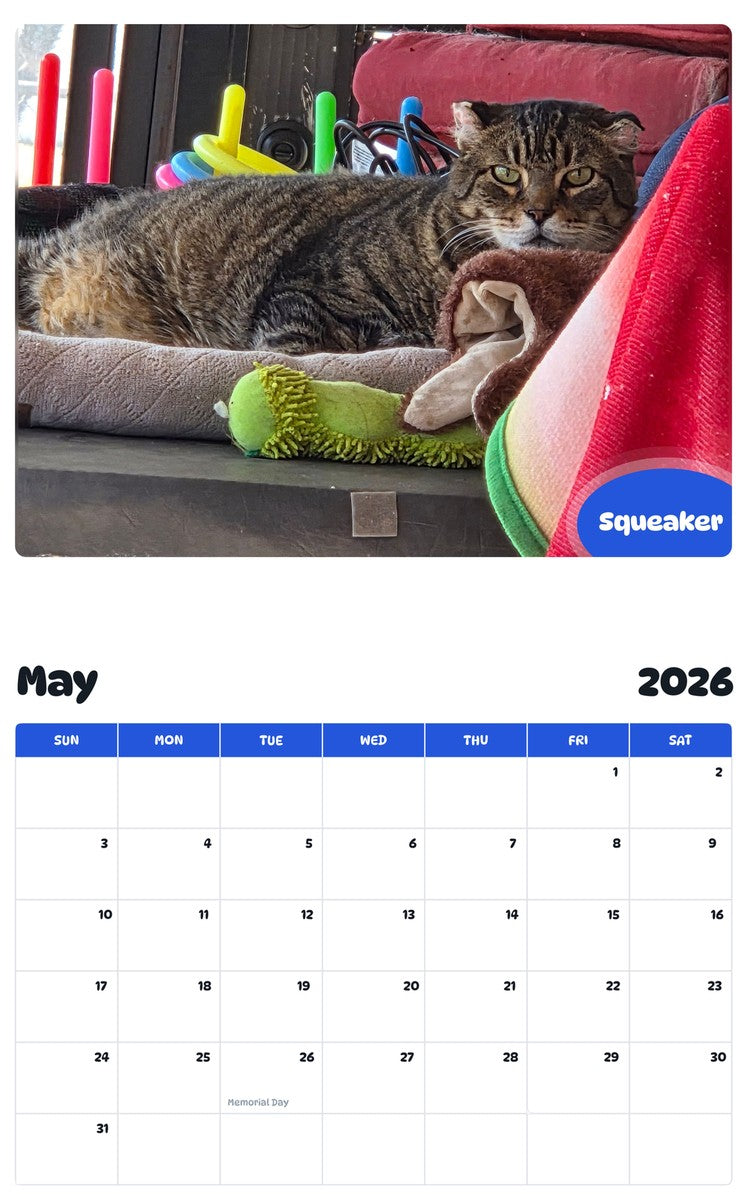 2026 - 2027 Squeaker - Pawidols Pet Calendar
